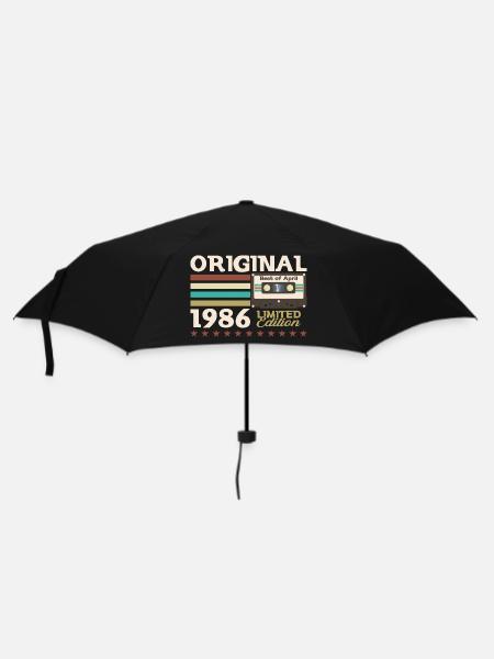 40. Geburtstag Geschenk Mann Kassette April 1986 - Regenschirm (klein) - Schwarz