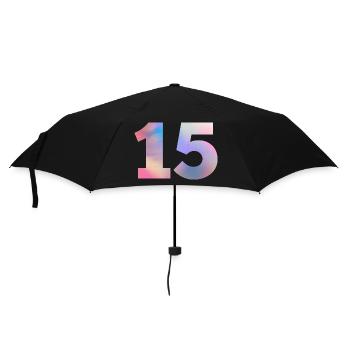 Numéro 15 coloré - Parapluie standard - noir - Devant