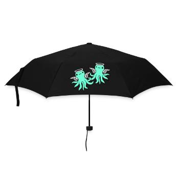 2 Oktopus Engel Team Freunde Flügel Heiligenschein - Regenschirm (klein) - Schwarz - Vorne