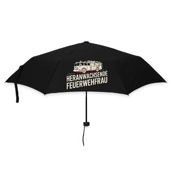 Heranwachsende Feuerwehrfrau – Geschenkidee - Regenschirm (klein) - Schwarz - Vorne