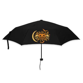 Halloween pumpkin with skulls and moon - Umbrella (small) - black - Front