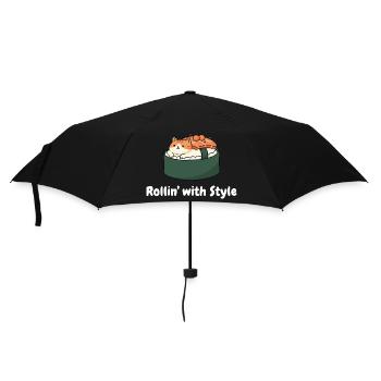 Sushi Katze Roll Stil - Regenschirm (klein) - Schwarz - Vorne