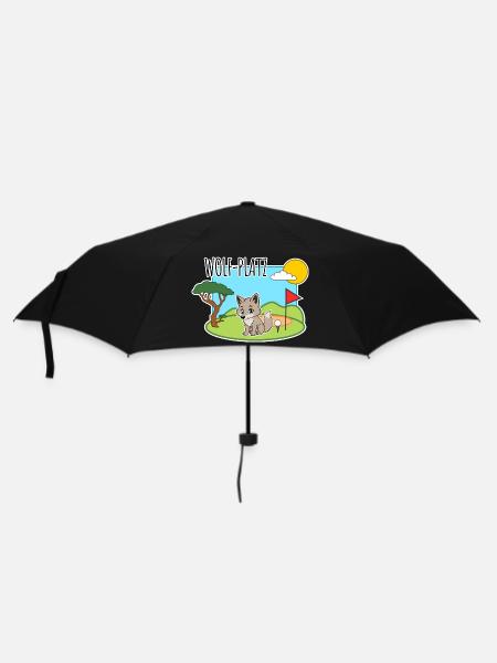 Wolf-Platz - Ein Wolf auf dem Golfplatz - Regenschirm (klein) - Schwarz