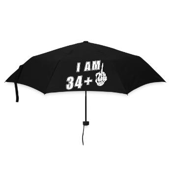 Ich bin 34 plus Mittelfinger - 35. Geburtstag - Regenschirm (klein) - Schwarz - Vorne