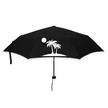 Palm Island Silhouette on the Beach - Umbrella (small) - black - Front
