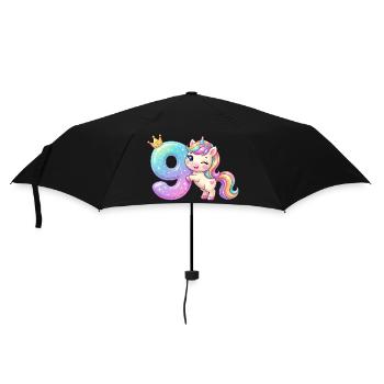 I'm 9 Kawaii Unicorn Girl Birthday - Umbrella (small) - black - Front