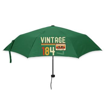 Vintage 84er Kassette Retro - Regenschirm (klein) - Flaschengrün - Vorne