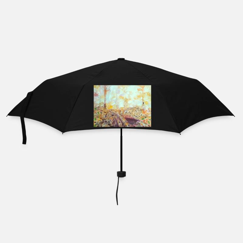 Forest watercolor landscape autumn - Umbrella (small) - black
