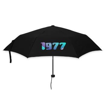 1977 Geburtstagsgeschenk Jahrgang 1977 Retro 1977 - Regenschirm (klein) - Schwarz - Vorne
