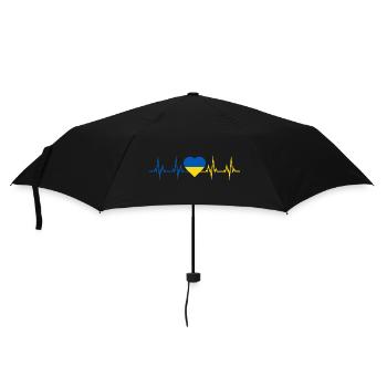 Herzschlag Fahne Herz Heartbeat Flagge Ukraine - Regenschirm (klein) - Schwarz - Vorne