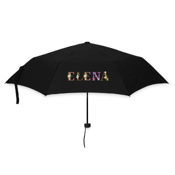 ELENA Name mit Blumen geschmückt - Regenschirm (klein) - Schwarz - Vorne