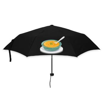 Soupe aux légumes dans une assiette avec une cuillère - Parapluie standard - noir - Devant
