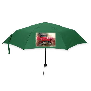 Nostalgisches Altes Amerikanisches Traumauto - Regenschirm (klein) - Flaschengrün - Vorne