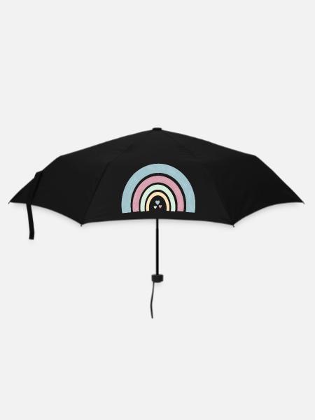 Bunte Bögen mit Herzen in Pastellfarben - Regenschirm (klein) - Schwarz