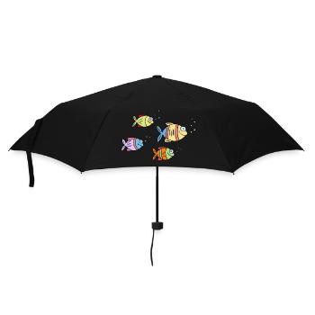 colorful fish water sea graffiti children's drawing - Umbrella (small) - black - Front