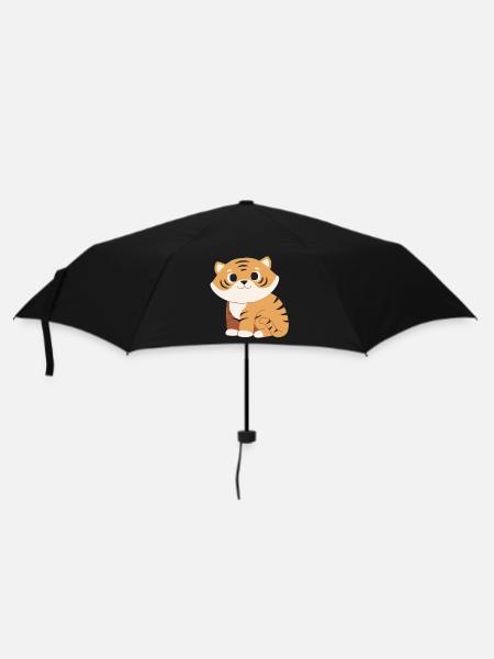 Kuscheltiger Cartoon Streifenmuster - Regenschirm (klein) - Schwarz