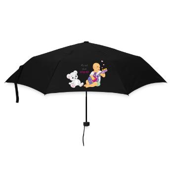 Little boy playing guitar for a plush friend - Umbrella (small) - black - Front