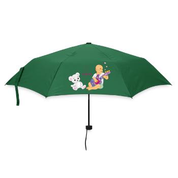 Kleiner Junge spielt Gitarre für einen Plüschfreund - Regenschirm (klein) - Flaschengrün - Vorne