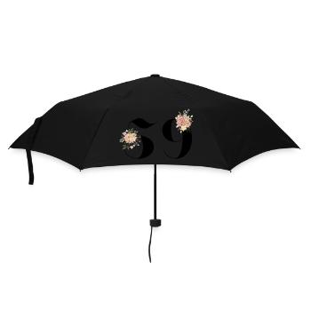 Blumen zum 59-jährigen Jubiläum (Geschenk von 59 Jahren) - Regenschirm (klein) - Schwarz - Vorne