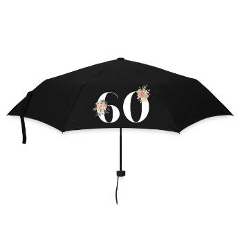 60e anniversaire fleuris (Cadeau de 60 ans) - Parapluie standard - noir - Devant