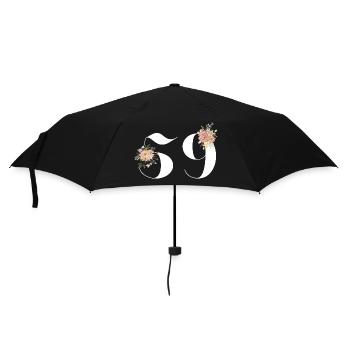 Blumen zum 59-jährigen Jubiläum (Geschenk von 59 Jahren) - Regenschirm (klein) - Schwarz - Vorne