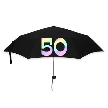 geburtstagsshirt, 50 pastell Verlauf - Regenschirm (klein) - Schwarz - Vorne