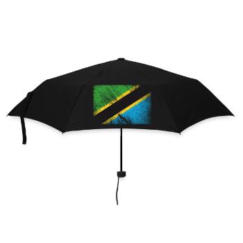 Tansania Flagge - Vintage Grunge - Regenschirm (klein) - Schwarz - Vorne