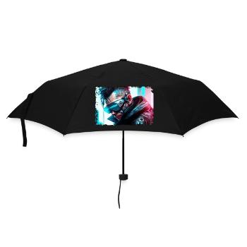Soldier with data glasses in the fiction of the future - Umbrella (small) - black - Front
