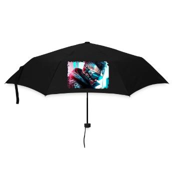 Cyber soldier or punk in neon sci-fi style - Umbrella (small) - black - Front
