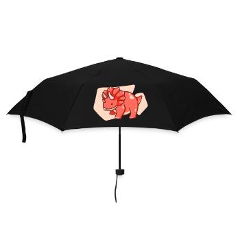 Cute chubby dinosaur, dino, triceratops - Umbrella (small) - black - Front