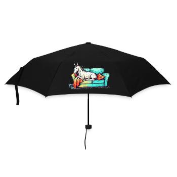 Faules Einhorn am Chillen auf dem Sofa - Regenschirm (klein) - Schwarz - Vorne