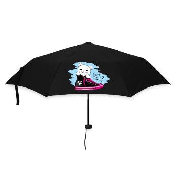 Funny white kitten peeking out of a sneaker - Umbrella (small) - black - Front