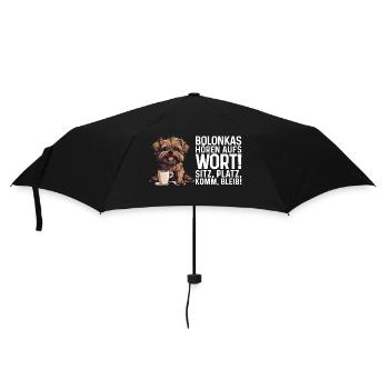 Bolonkas hören aufs Wort! Bolonka Zwetna Hund - Regenschirm (klein) - Schwarz - Vorne