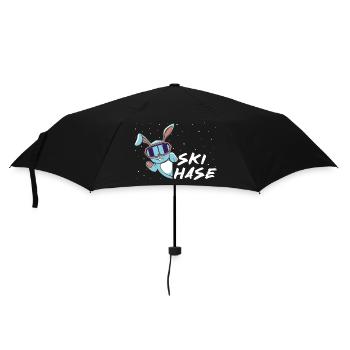 Skihase - Skifahren - Skiurlaub - Regenschirm (klein) - Schwarz - Vorne