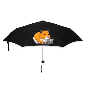 Hamster Laptop - Regenschirm (klein) - Schwarz - Vorne