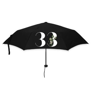 Number 33 Floral Green - 33rd Floral Birthday - Umbrella (small) - black - Front