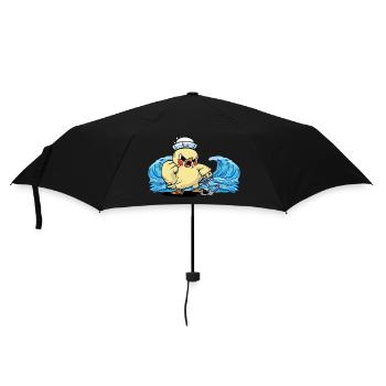 Vögel Vogel Matrose Anker Moin maritim Käpten - Regenschirm (klein) - Schwarz - Vorne