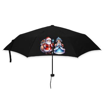 Ded Moroz Snegurotschka russischer Weihnachtsmann - Regenschirm (klein) - Schwarz - Vorne
