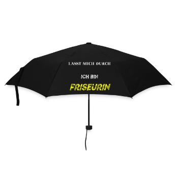 Lasst mich durch, ich bin FRISEURIN Geschenkidee - Regenschirm (klein) - Schwarz - Vorne