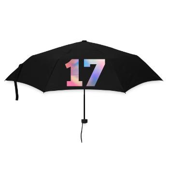 Bunte Zahl 17 - Regenschirm (klein) - Schwarz - Vorne