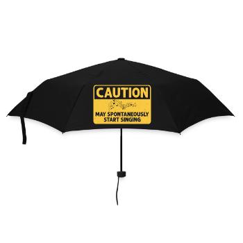 Caution May Spontaneously Start Singing Singer Kar - Regenschirm (klein) - Schwarz - Vorne