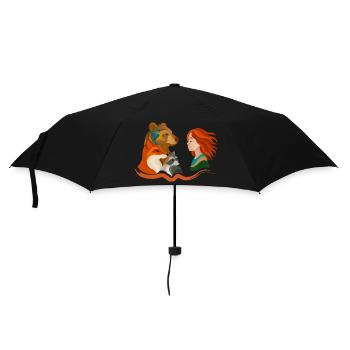 Girl with red hair and forest animals - Umbrella (small) - black - Front