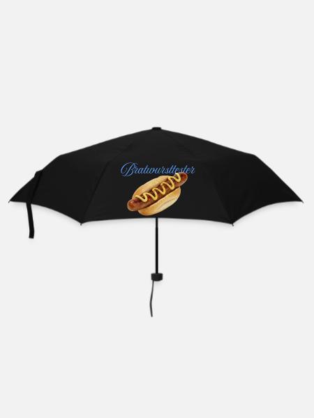 Deftiger Hotdog mit Senf - Regenschirm (klein) - Schwarz