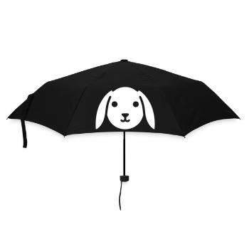 Cute floppy ear bunny rabbit head - Umbrella (small) - black - Front