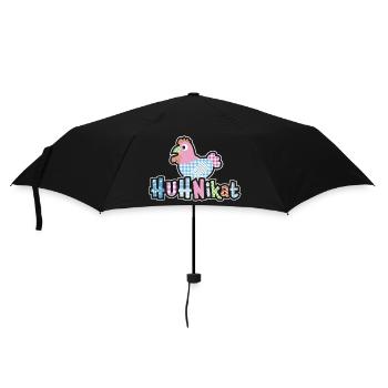 HUHNikat Hühner Fans -  Hahn - Gockel - Bio - Regenschirm (klein) - Schwarz - Vorne