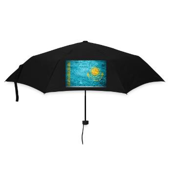Kazakhstan brick wall flag graffiti poster - Umbrella (small) - black - Front