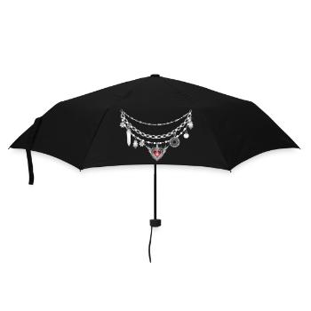 antique silver dirndl charivari with many followers - Umbrella (small) - black - Front