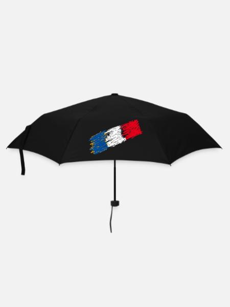 Frankreich Flagge - KURSIV - Regenschirm (klein) - Schwarz