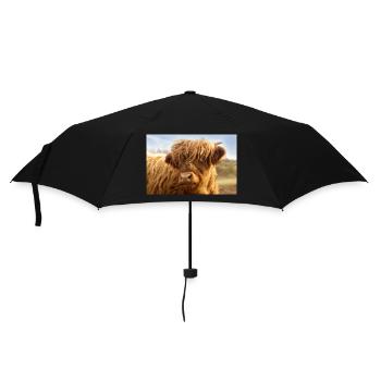 Little cow, brown calf looks at the camera - Umbrella (small) - black - Front