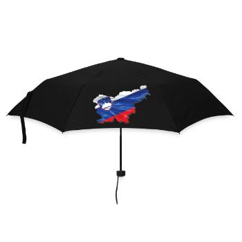 Slowenien Flagge in der Slowenien Landkarte - Regenschirm (klein) - Schwarz - Vorne